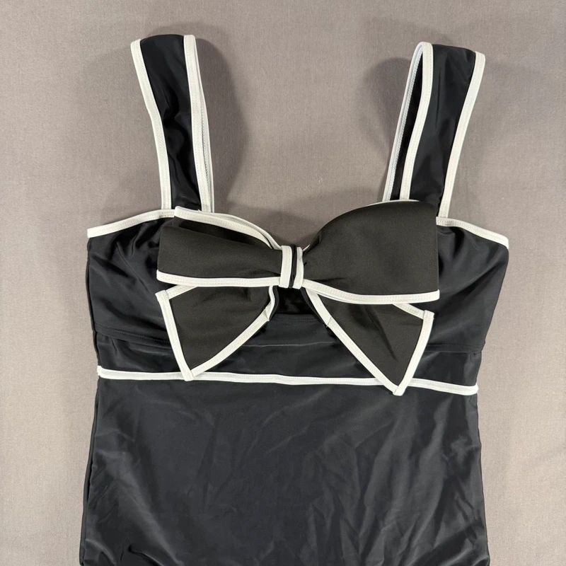 Black White Bow One Piece Swimsuit Sz Xxl — image 2 of 7